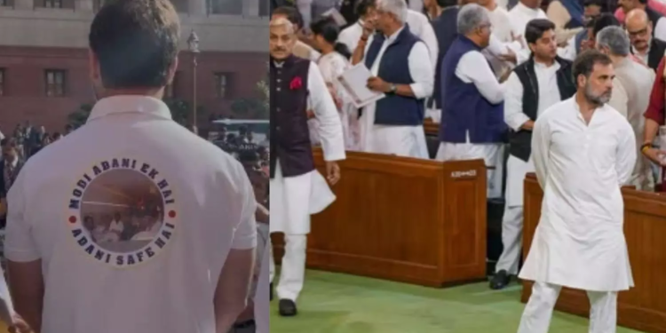 Parliament News : संसद में खास जैकेट पहनकर कांग्रेस का अनोखा प्रदर्शन,जैकेट पर लिखा कुछ ऐसा ....