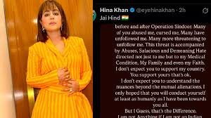 Hina Khan Post On Pakistan: हिना खान को मिल रही है पाकिस्तान से धमकी पोस्ट कर पाकिस्तानियों को दिया मुहँतोड़ जवाब देखें 2 image 80